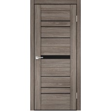 ECO FLEX CITY  1 Дуб Анкор Эш,  600х2000, LR, б/врезки замка и петель, стекло Лакобель черное