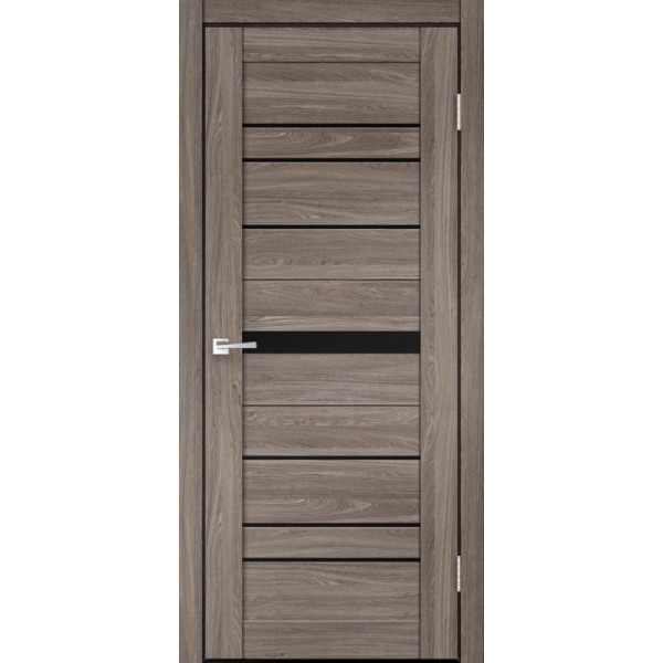 ECO FLEX CITY  1 Дуб Анкор Эш,  700х2000, LR, б/врезки замка и петель, стекло Лакобель черное